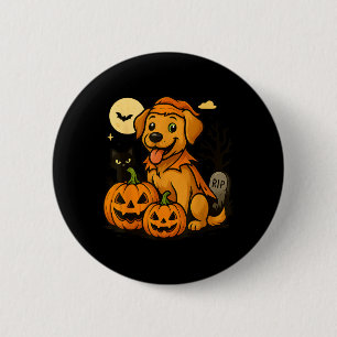Cute Halloween Dog With Pumpkins And Black Cat 6 Cm Round Badge