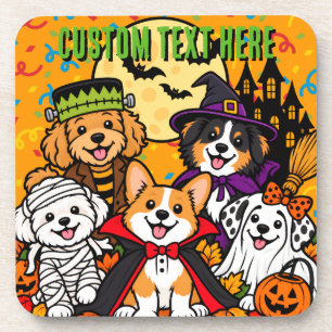 Cute Halloween Dogs Custom Plastic Coaster