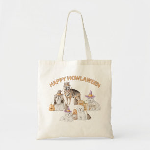 Cute Halloween Dogs German Shepard Bichon Tote Bag