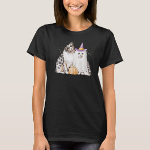 Cute Halloween Dogs Ghost Fall Women's T-Shirt