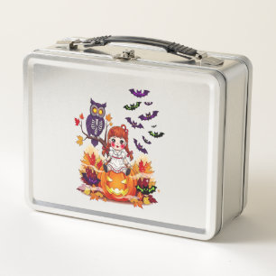 Cute Halloween Doll Owl Metal Lunch Box