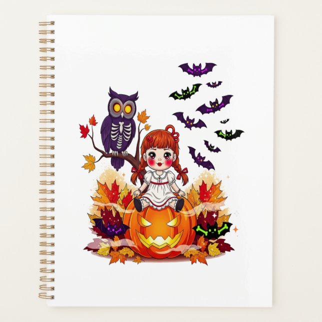 Cute Halloween Doll Owl Planner (Front)