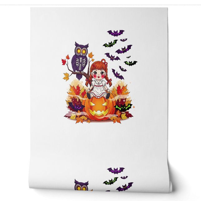 Cute Halloween Doll Owl Wallpaper (Unrolling)