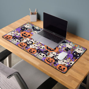 Cute Halloween Doodle Collage Desk Mat