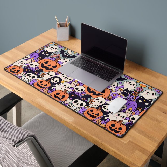 Cute Halloween Doodle Collage Desk Mat (Office 2)