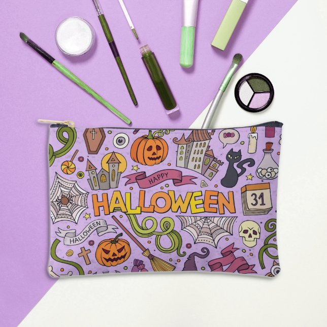 Cute Halloween Doodle Pattern Accessory Pouch (Creator Uploaded)
