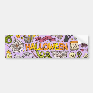 Cute Halloween Doodle Pattern Bumper Sticker