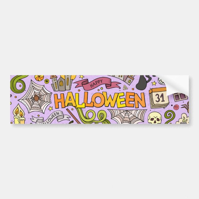Cute Halloween Doodle Pattern Bumper Sticker (Front)