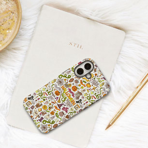 Cute Halloween Doodle Pattern iPhone 16 Plus Case