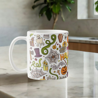 Cute Halloween Doodle Pattern Coffee Mug
