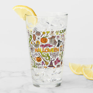 Cute Halloween Doodle Pattern Glass