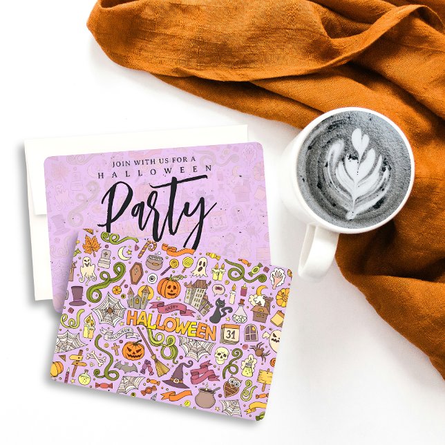 Cute Halloween Doodle Pattern Invitation (Creator Uploaded)
