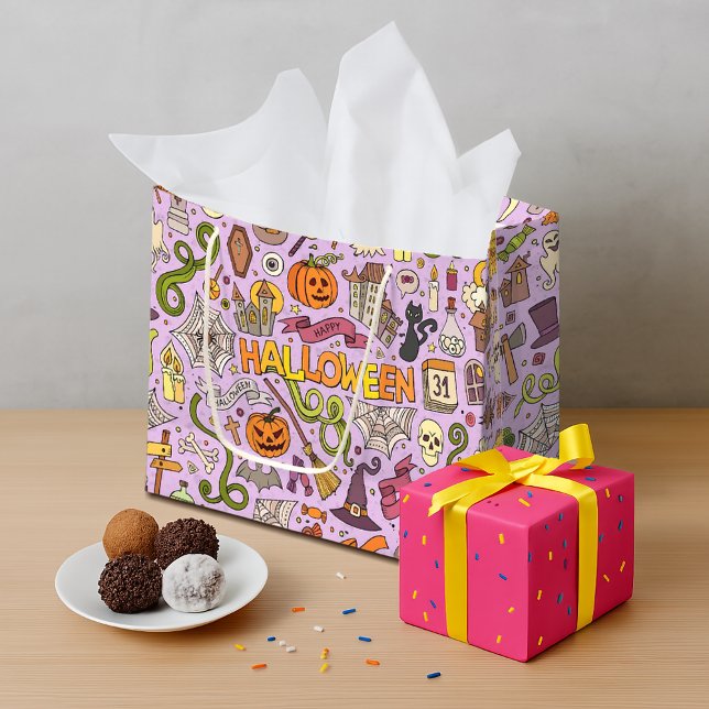 Cute Halloween Doodle Pattern Large Gift Bag (Creator Uploaded)