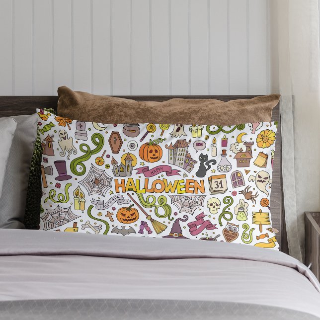 Cute Halloween Doodle Pattern Lumbar Cushion (Creator Uploaded)