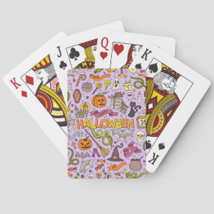 Cute Halloween Doodle Pattern Playing Cards