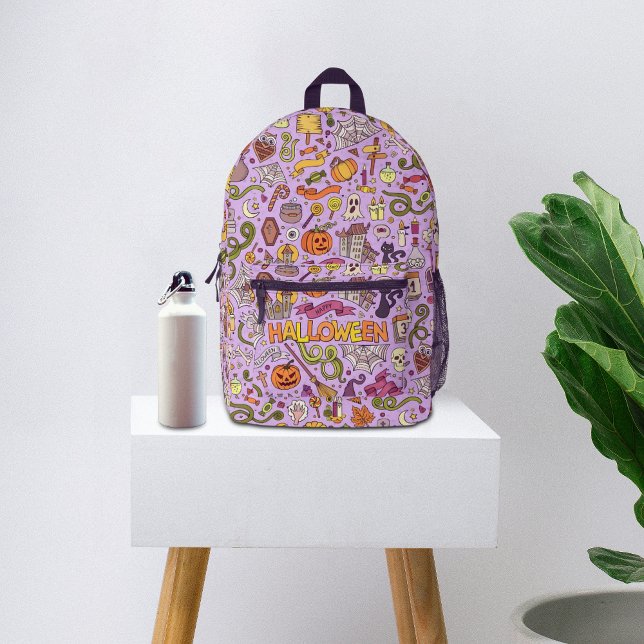 Cute Halloween Doodle Pattern Printed Backpack (Creator Uploaded)