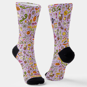 Cute Halloween Doodle Pattern Socks