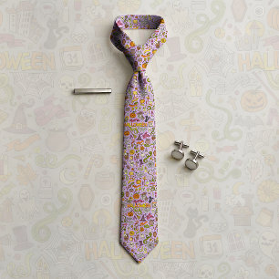 Cute Halloween Doodle Pattern Tie