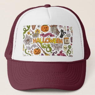 Cute Halloween Doodle Pattern Trucker Hat