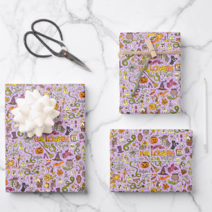 Cute Halloween Doodle Pattern Wrapping Paper Sheet