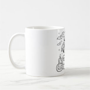Cute Halloween Dragon Line Art Drawing Coffee Mug