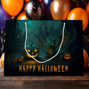 Cute Halloween Dragon Scary Pumpkins Large Gift Bag