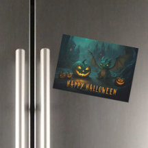 Cute Halloween Dragon Scary Pumpkins magnetic Card