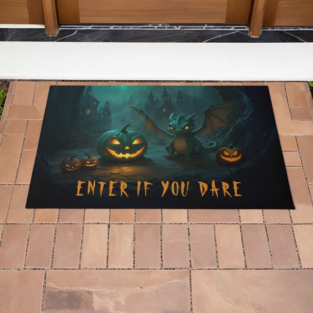 Cute  Halloween Dragon with Scary Pumpkins Doormat (Creator Uploaded)