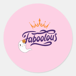 Cute Halloween, Faboolous, Cute Ghost, Preppy  Classic Round Sticker