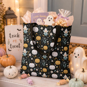 Cute Halloween Fairy and Pastel Pumpkins Tote Bag