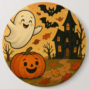 Cute Halloween/fall ghost pumpkin cartoon 6 Cm Round Badge
