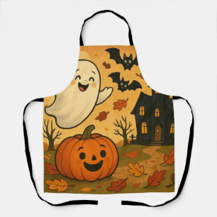 Cute Halloween/fall ghost pumpkin cartoon Apron