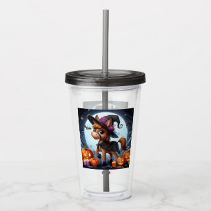 Cute Halloween/Fall horse, bat & pumpkins Acrylic Tumbler