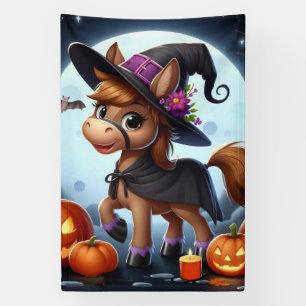 Cute Halloween/Fall horse, bat & pumpkins Banner