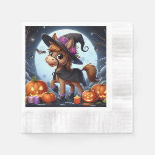 Cute Halloween/Fall horse, bat & pumpkins Napkin