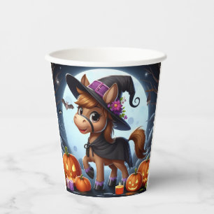 Cute Halloween/Fall horse, bat & pumpkins Paper Cups