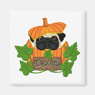 Cute Halloween Fall Pug Pugkin Pumpkin Patch Magnet