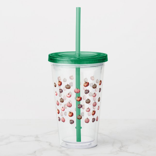 cute Halloween/Fall pumpkin pattern Acrylic Tumbler (Front)