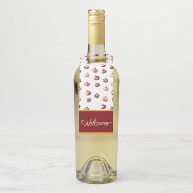 cute Halloween/Fall pumpkin pattern Bottle Tag (On Bottle)