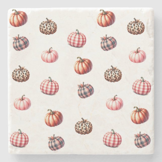 cute Halloween/Fall pumpkin pattern Stone Coaster (Front)