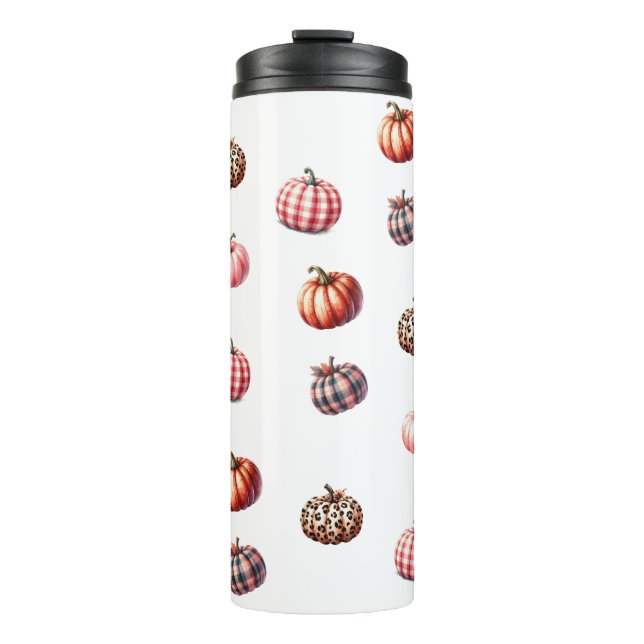 cute Halloween/Fall pumpkin pattern Thermal Tumbler (Front)