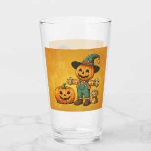 Cute Halloween/Fall scarecrow and pumpkin Glass