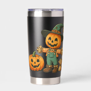Cute Halloween/Fall scarewcrow and pumpkin Insulated Tumbler