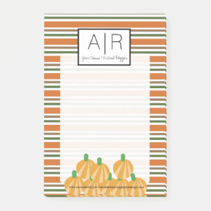 Cute Halloween Fall Stripes and Pumpkins Post-it Notes