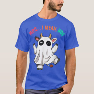 Cute Halloween Farmer Ghost Cow Moo I Mean Boo Pum T-Shirt