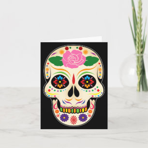 Cute Halloween Floral Rose Sugar Skull Dia De Los Card