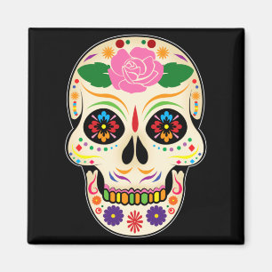 Cute Halloween Floral Rose Sugar Skull Dia De Los Magnet