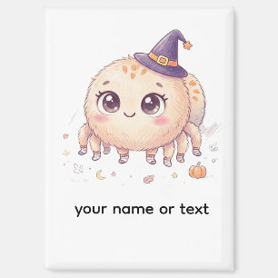 Cute Halloween Fluffy Spider with Witch Hat Colore Magnet