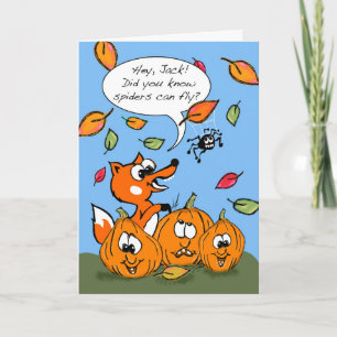 Cute Halloween for Kids with Fox and Flying Spider Card