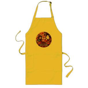 Cute Halloween Fox Witch Ghost Fall Autumn Welcome Long Apron